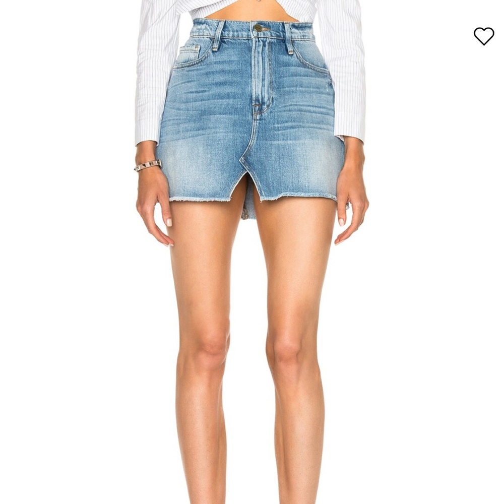 NWT Frame Le Mini Skirt Split Front in Stoneview Denim Skirt Womens 27